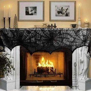 New 18 x 96 inch Black Lace Spiderweb Halloween Decoration